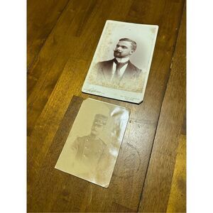 Vintage Antique pictures snapshot ephemera lot of 2 Solider and Man Retro